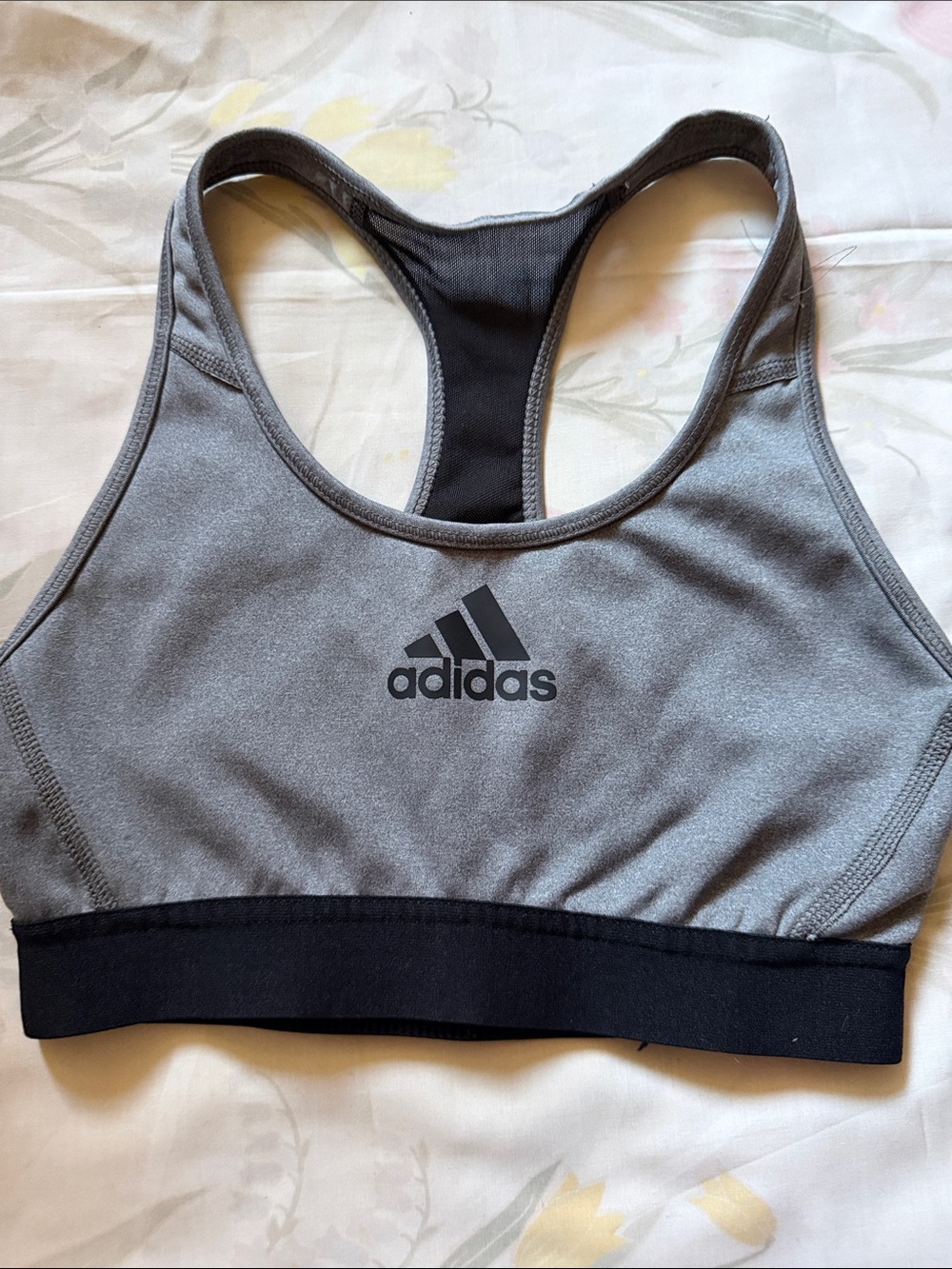 Adidas Gray and Black Racerback Sports Bra